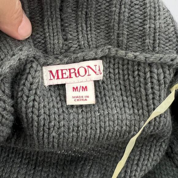 MERONA Thick Dark Gray Cable Knit Chunky Button Up Cardigan Medium - Picture 7 of 10